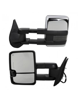 Power Heated Chrome Towing Mirrors for 07-13 LED Signal & Backup Lamp