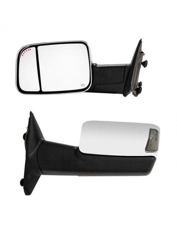 1500 2500 3500 Chrome Power Heated Puddle Signal Tow Mirrors